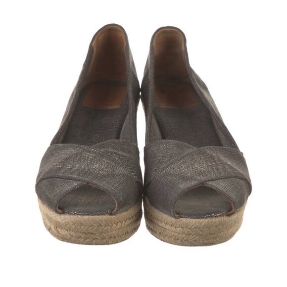 Tory Burch Filipa Pewter Gray Wedge Espadrille Women's Size 10 - Picture 2 of 6